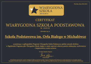 Certyfikat „Wiarygodna Szkoła”