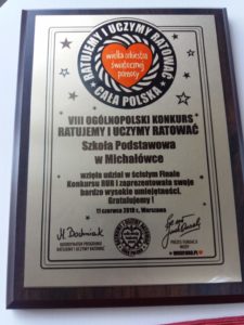 Mali ratownicy z Michałówki w ścisłym Finale  VIII Ogólnopolskiego Konkursu „Ratujemy i Uczymy Ratować”